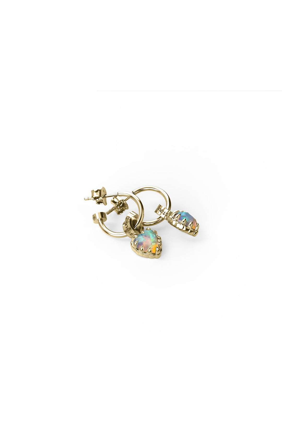 LOVE CLAW ANCHOR EARRINGS BELLO OPAL - GOLD PLATED