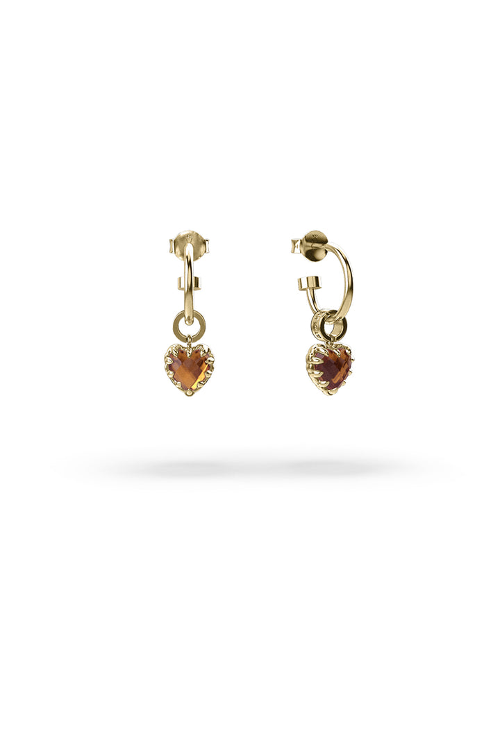 LOVE ANCHOR EARRINGS CITRINE - GOLD PLATED