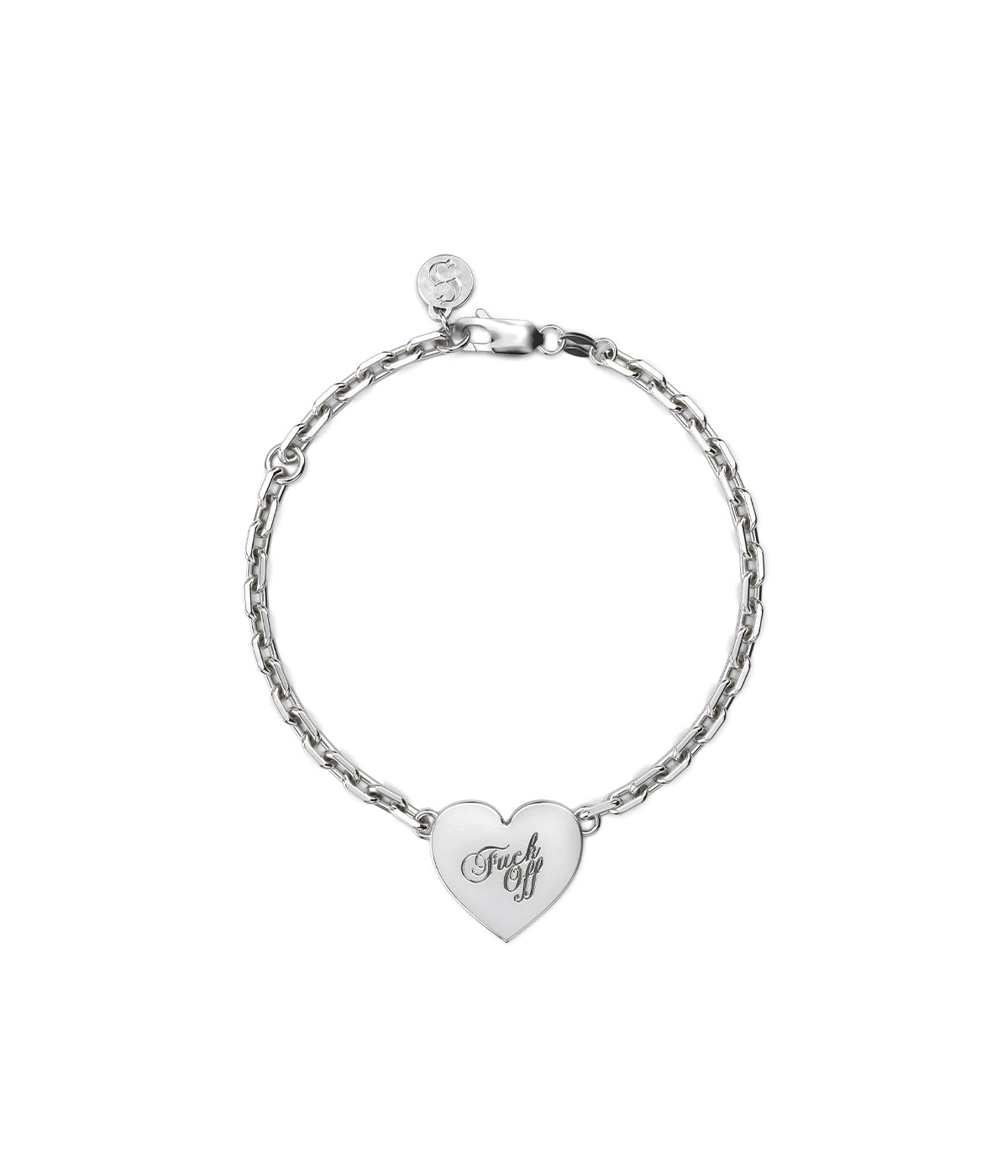Stolen Girlfriends Club - Silver Heart Bracelet F*ck Off Script - 19cm