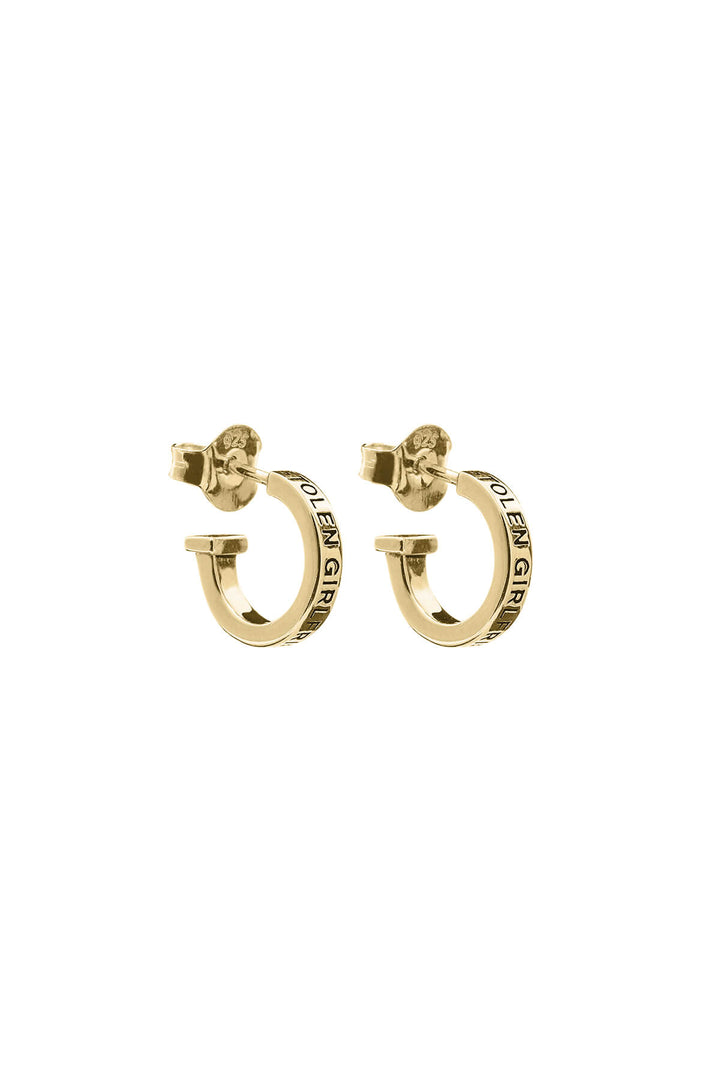 CLEAN LOGO HOOP EARRINGS GOLD PLATED