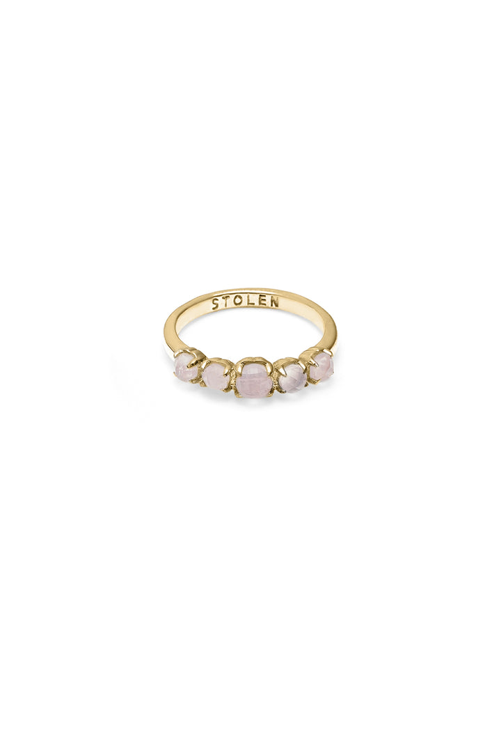 HALO CLUSTER RING ROSE QUARTZ - GOLD PLATED