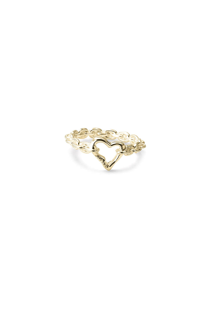 MELTED HEART CHAIN RING GOLD PLATED