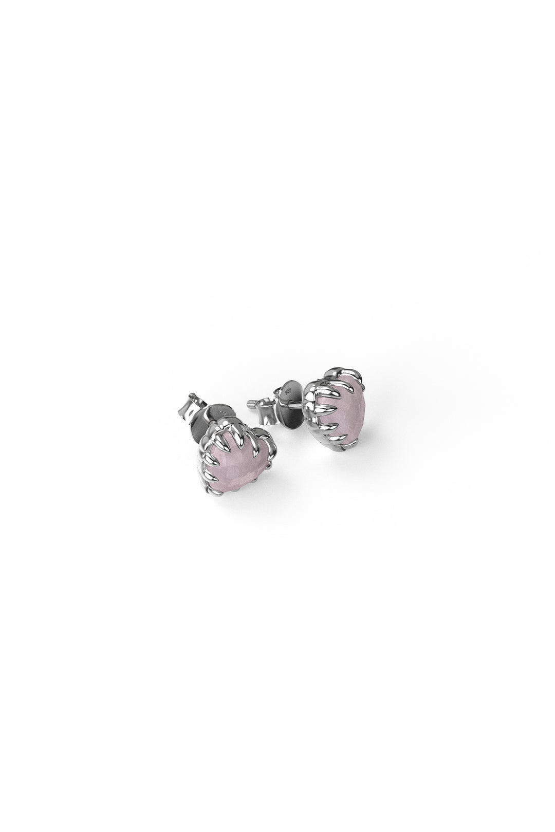 ORIGINAL SETTING - LOVE CLAW STUD EARRINGS - ROSE QUARTZ