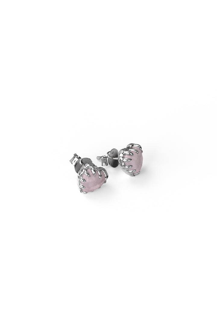 ORIGINAL SETTING - LOVE CLAW STUD EARRINGS - ROSE QUARTZ