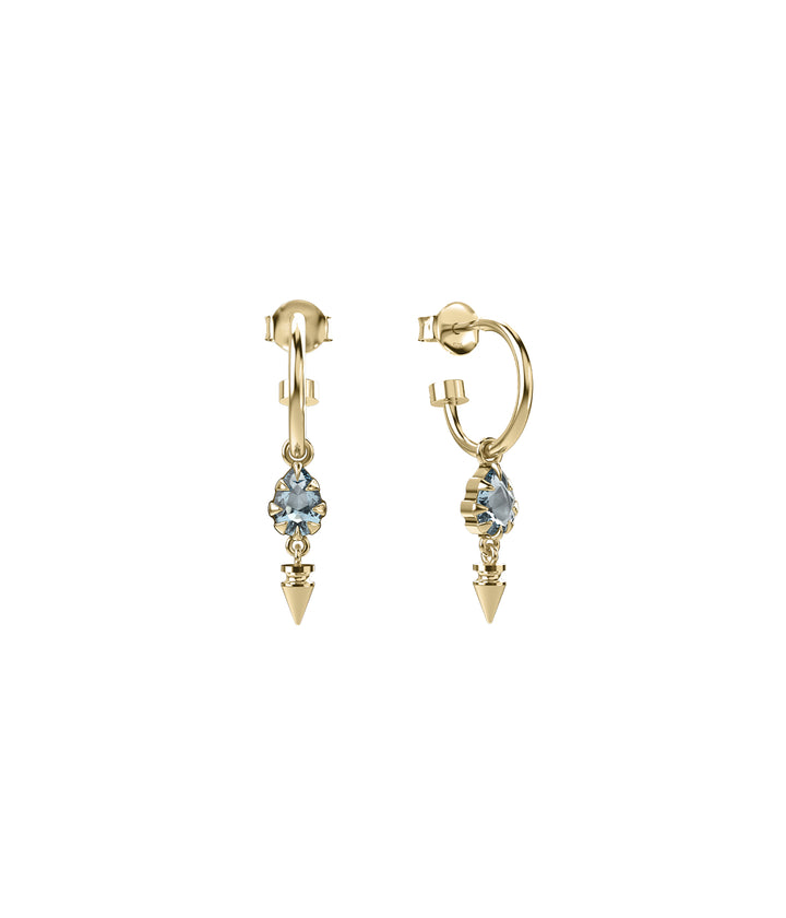 PRECIOUS PUNK DROPLET ANCHOR SLEEPERS - SKY BLUE TOPAZ - 18K GOLD PLATED