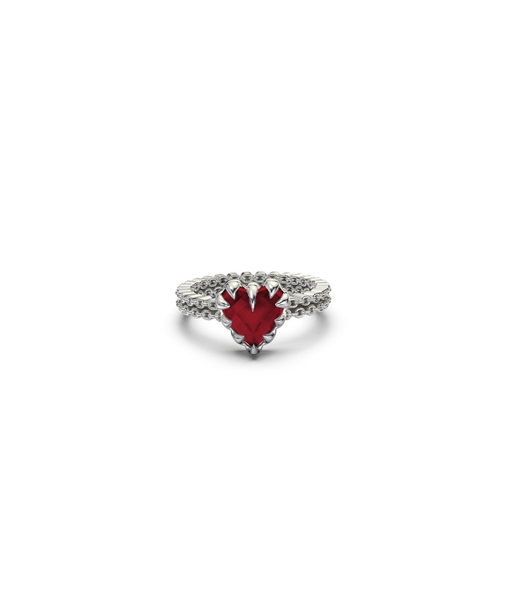 MINI LOVE CLAW RING GARNET