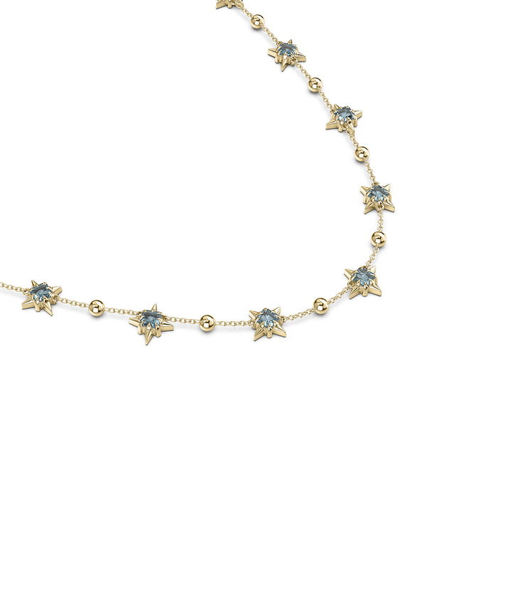 PRECIOUS PUNK ORB NECKLACE - SKY BLUE TOPAZ - 18K GOLD PLATED