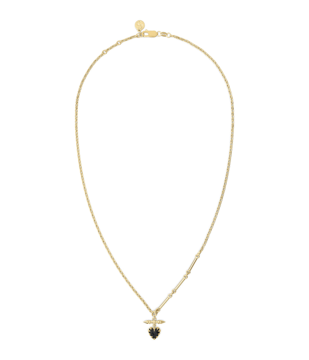LOVE CLAW FOB NECKLACE - ONYX - 18K GOLD PLATED