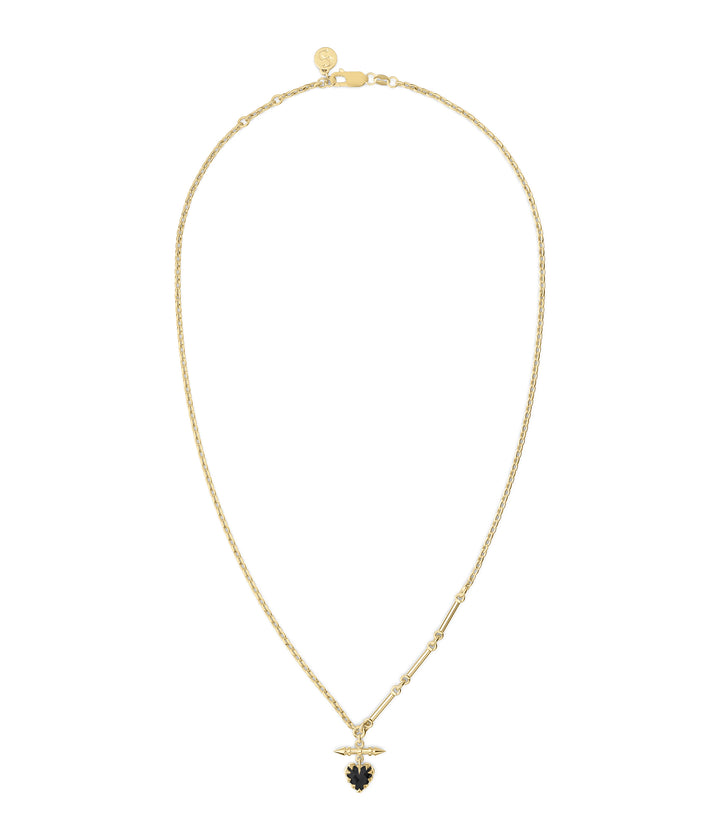 LOVE CLAW FOB NECKLACE - ONYX - 18K GOLD PLATED