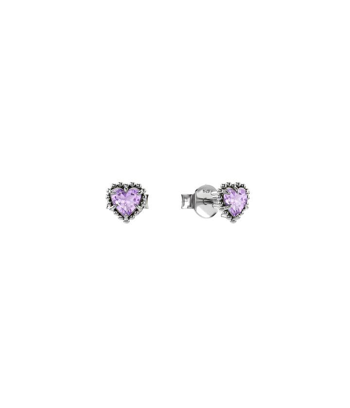 DAHLIA'S HEART STUDS -  AMETHYST