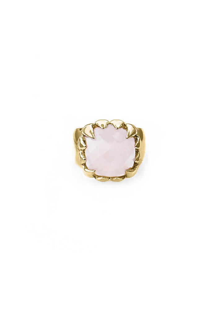 CLAW RING ROSE QUARTZ - GOLD PLATED