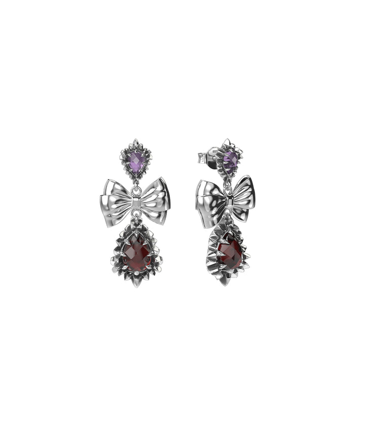 JAGGED TEARDROP BOW EARRINGS