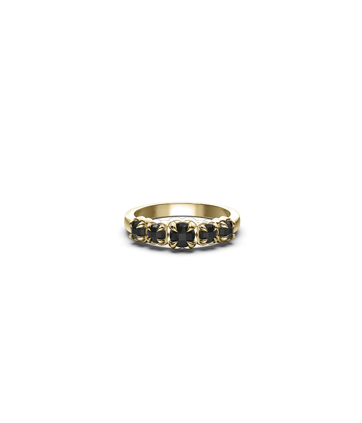 HALO CLUSTER RING ONYX - GOLD VERMEIL