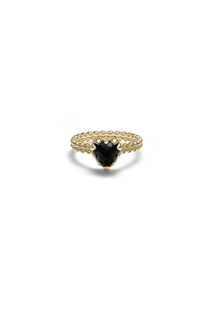 MINI CLAW RING - GOLD PLATED ONYX