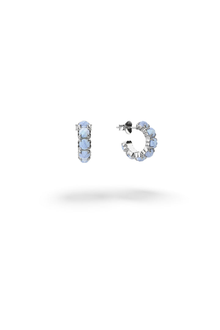 HALO CLUSTER EARRING BLUE LACE AGATE