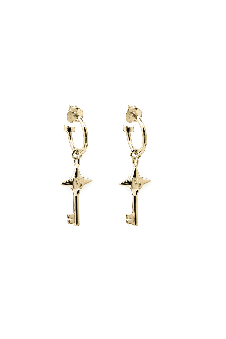 LOVE KEY ANCHOR EARRINGS GOLD PLATED