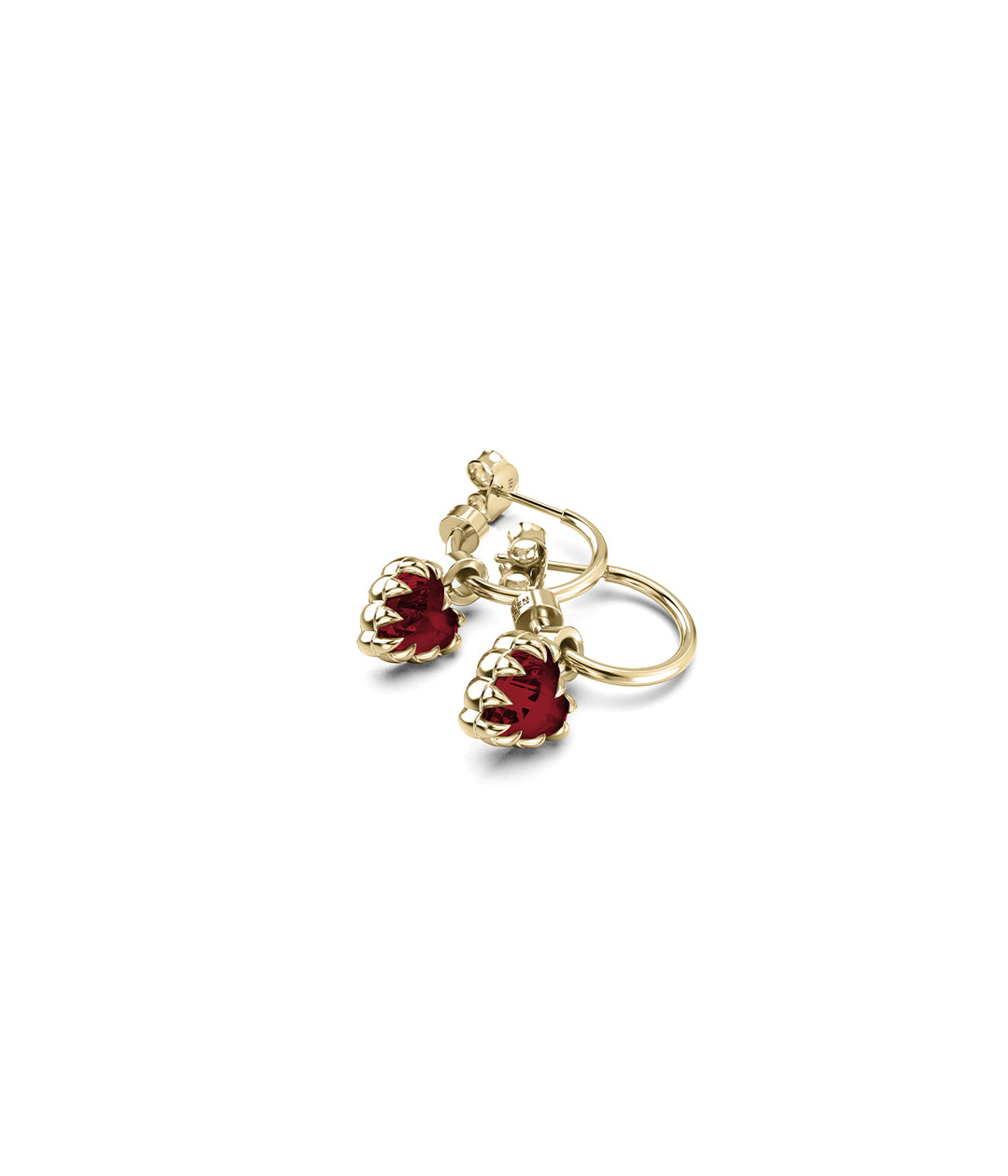 LOVE CLAW ANCHOR EARRINGS GARNET - GOLD PLATED