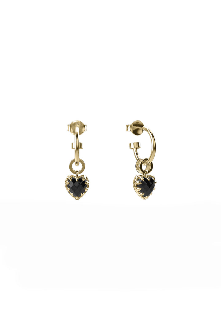 LOVE ANCHOR EARRING ONYX - GOLD PLATED