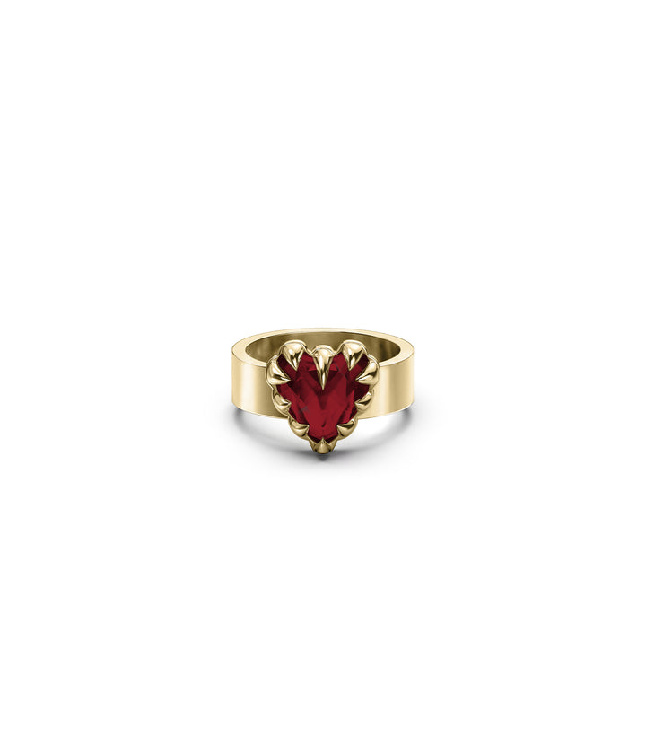 LOVE CLAW RING GARNET - GOLD VERMEIL