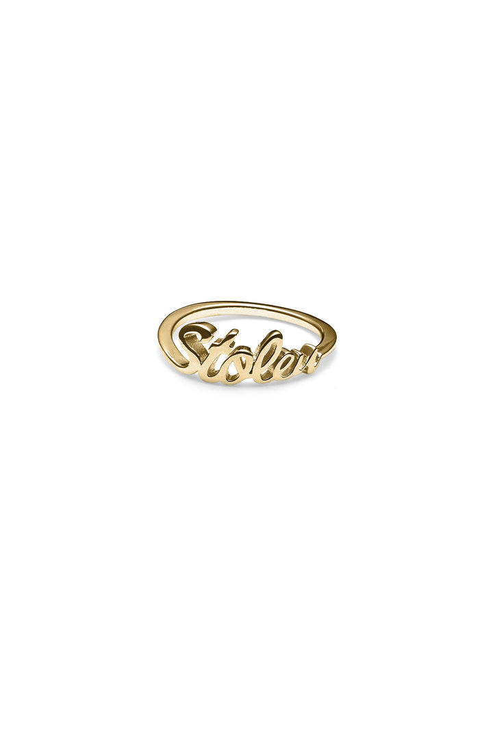 STOLEN SCRIPT RING - GOLD PLATED