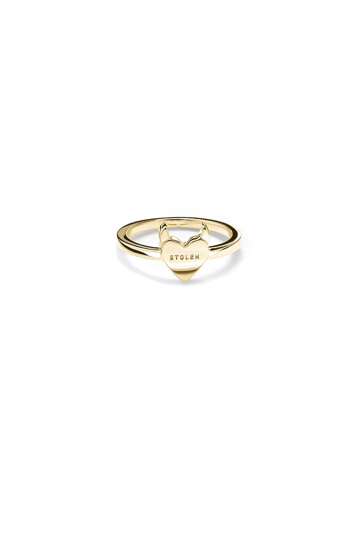 SINISTER HEART RING - GOLD PLATED