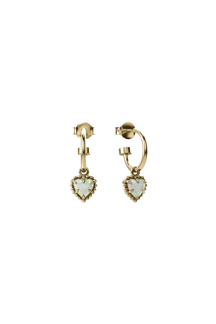 DAHLIA'S HEART ANCHOR SLEEPERS BELLO OPAL - GOLD PLATED