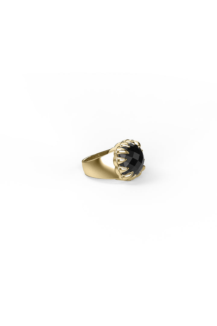 ORIGINAL SETTING - CLAW RING ONYX - 18K GOLD VERMEIL