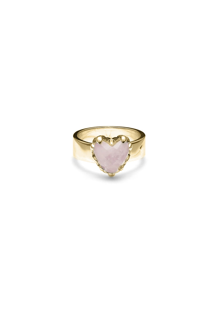 LOVE CLAW RING ROSE QUARTZ - GOLD PLATED