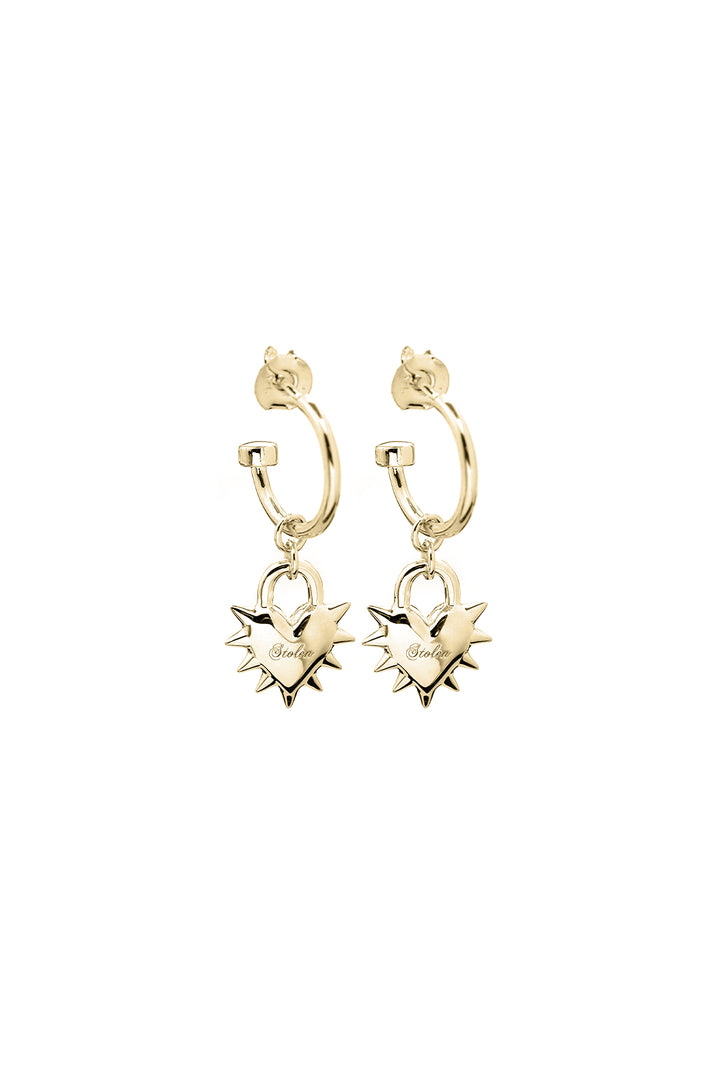 LOVE LOCKET ANCHOR EARRINGS GOLD PLATED