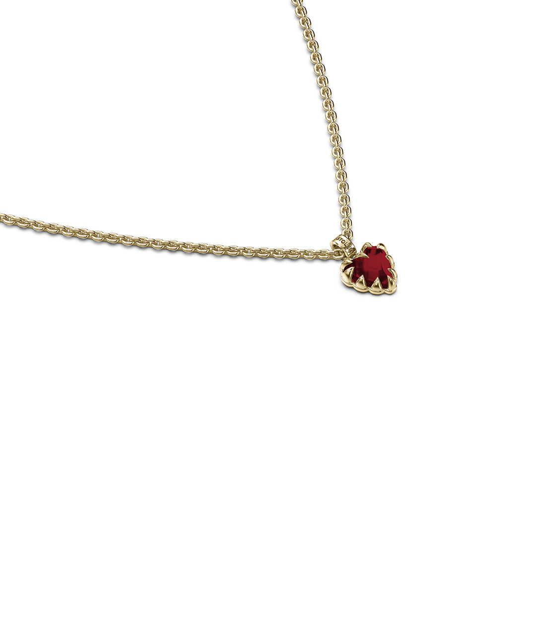 MINI LOVE CLAW NECKLACE GARNET - GOLD PLATED