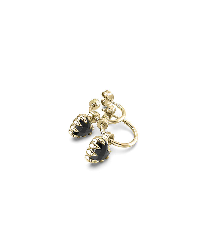 LOVE CLAW ANCHOR EARRINGS ONYX - GOLD PLATED