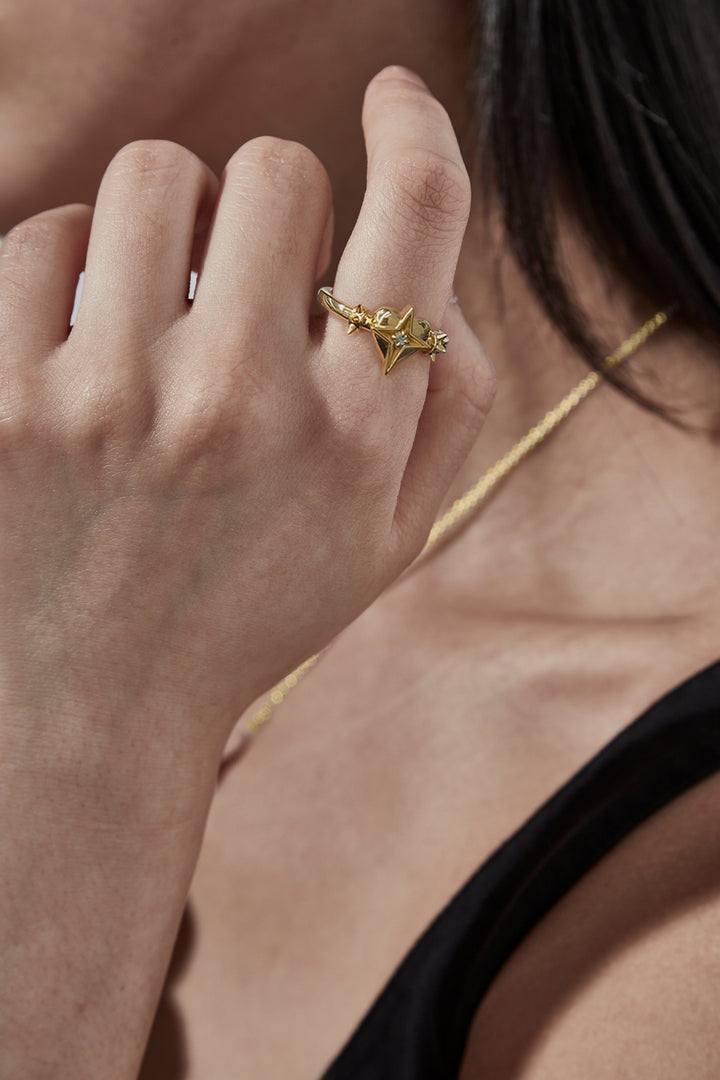 CELESTIAL HEART RING - GOLD PLATED