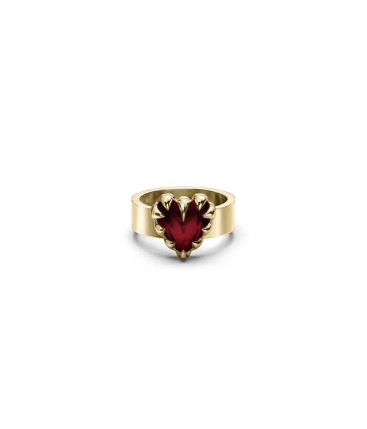 LOVE CLAW RING GARNET - GOLD VERMEIL
