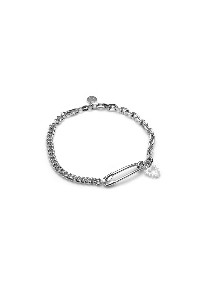 Safety Pin and Spike Bracelet  Sterling Silver, Brooklyn Jewelry