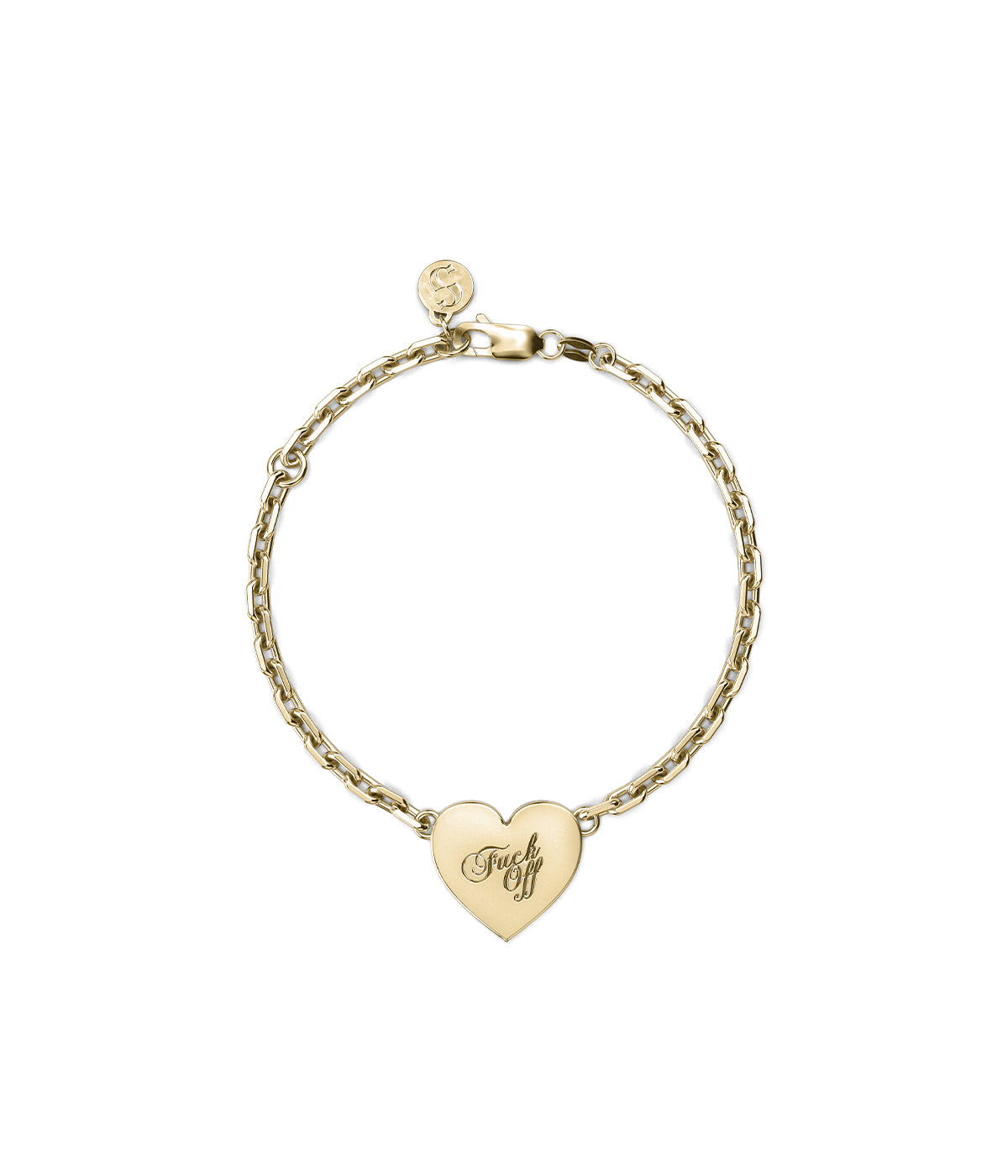 Stolen Girlfriends Club - Gold Heart Bracelet with F*ck Off Script