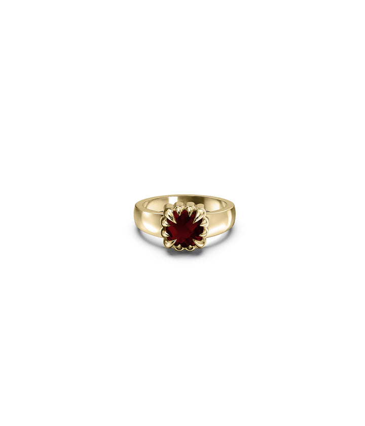 BABY CLAW RING GARNET - GOLD VERMEIL