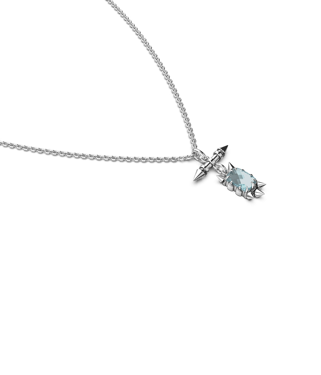 PRECIOUS PUNK FOB NECKLACE - SKY BLUE TOPAZ