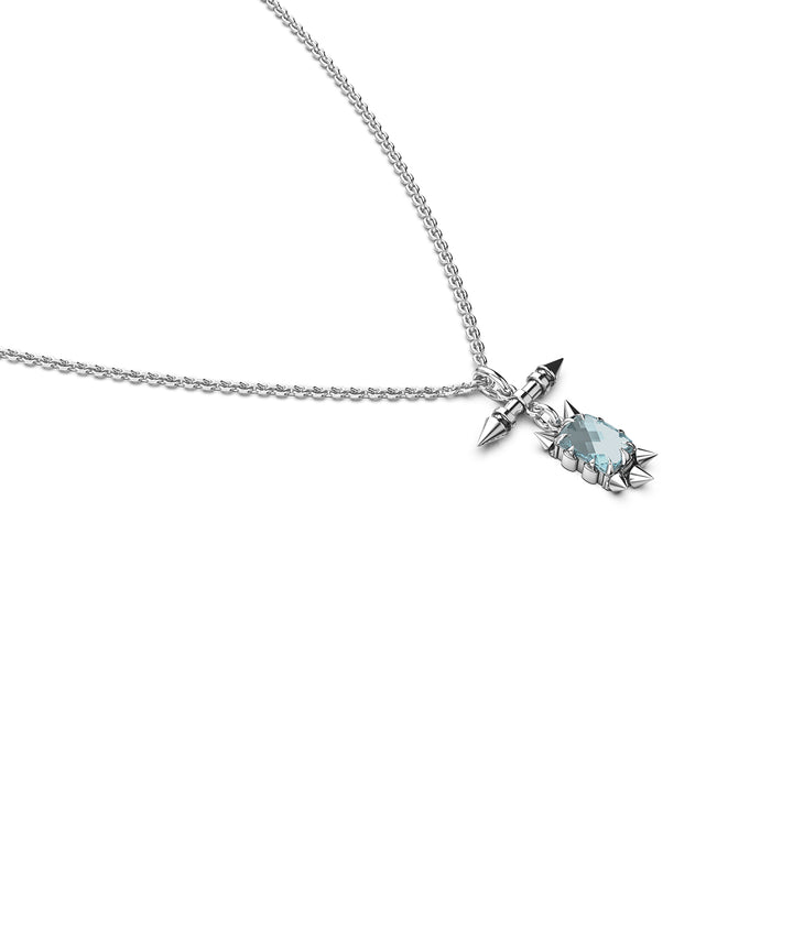 PRECIOUS PUNK FOB NECKLACE - SKY BLUE TOPAZ