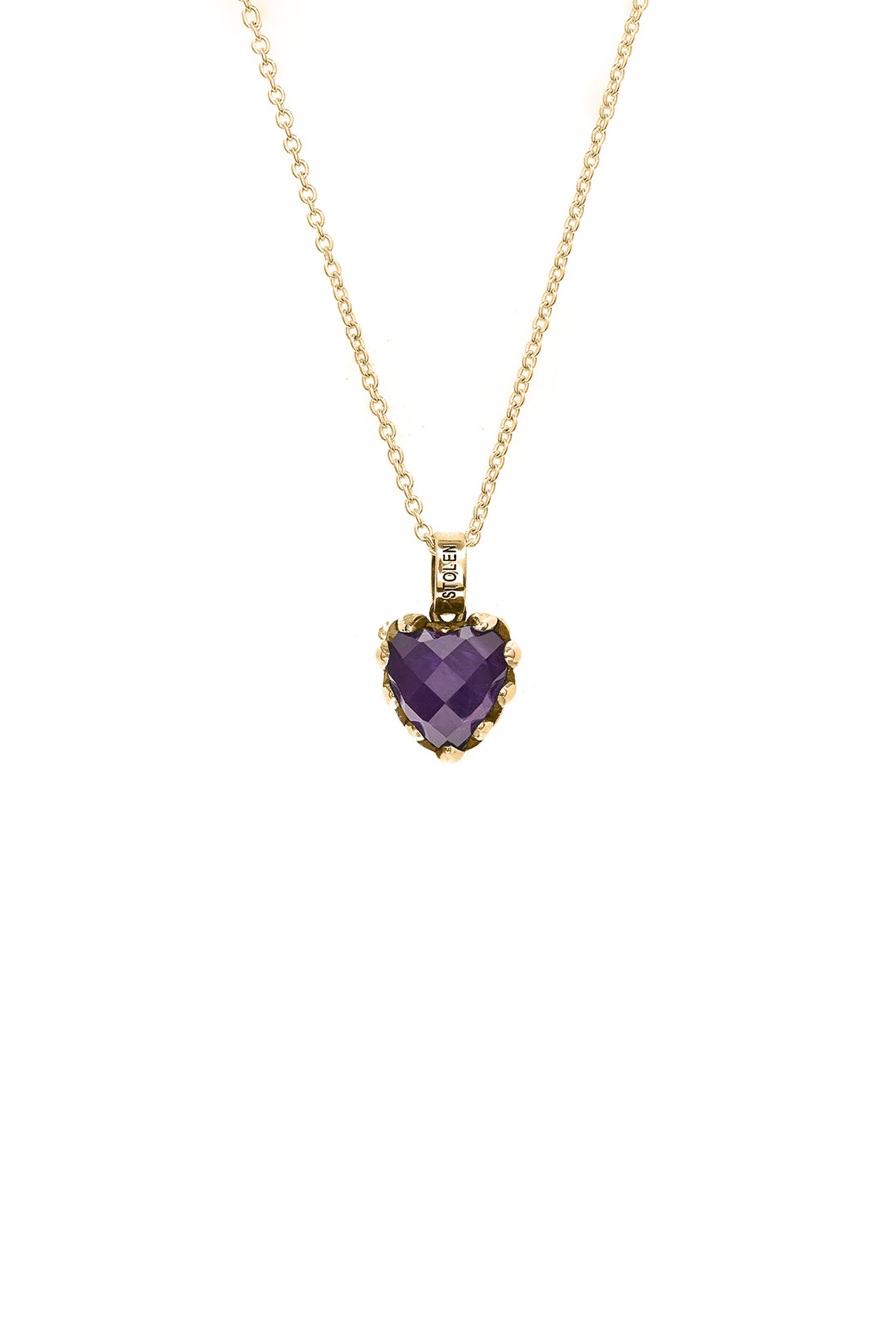 LOVE CLAW NECKLACE DARK AMETHYST GOLD PLATED