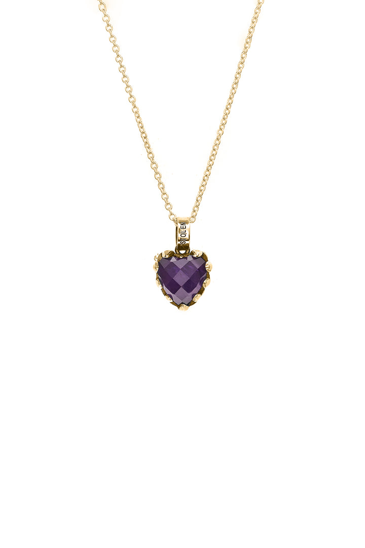 LOVE CLAW NECKLACE DARK AMETHYST GOLD PLATED