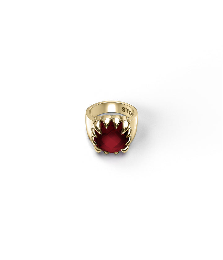 CLAW RING GARNET - GOLD VERMEIL