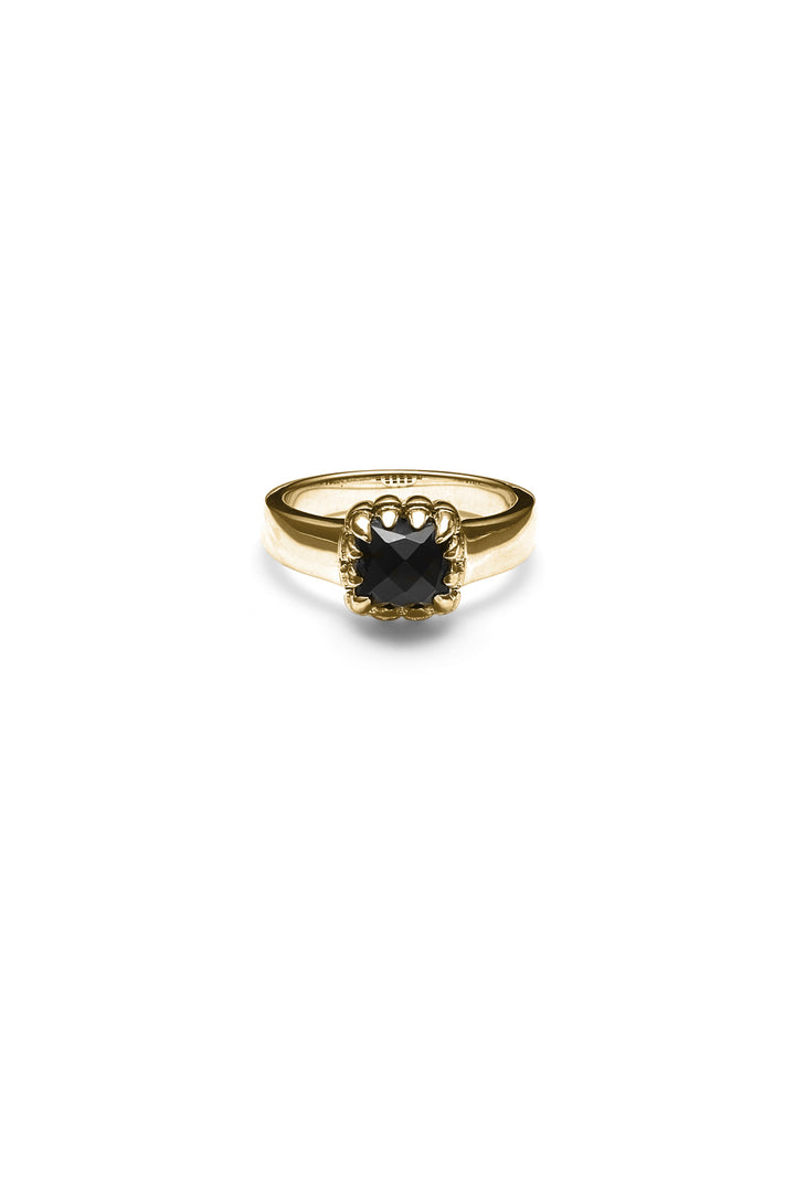 BABY CLAW RING ONYX - GOLD PLATED