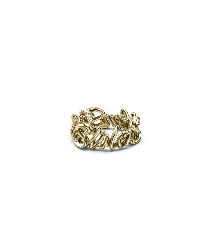 SENTIMENTAL SCRIPT RING - GOLD PLATED