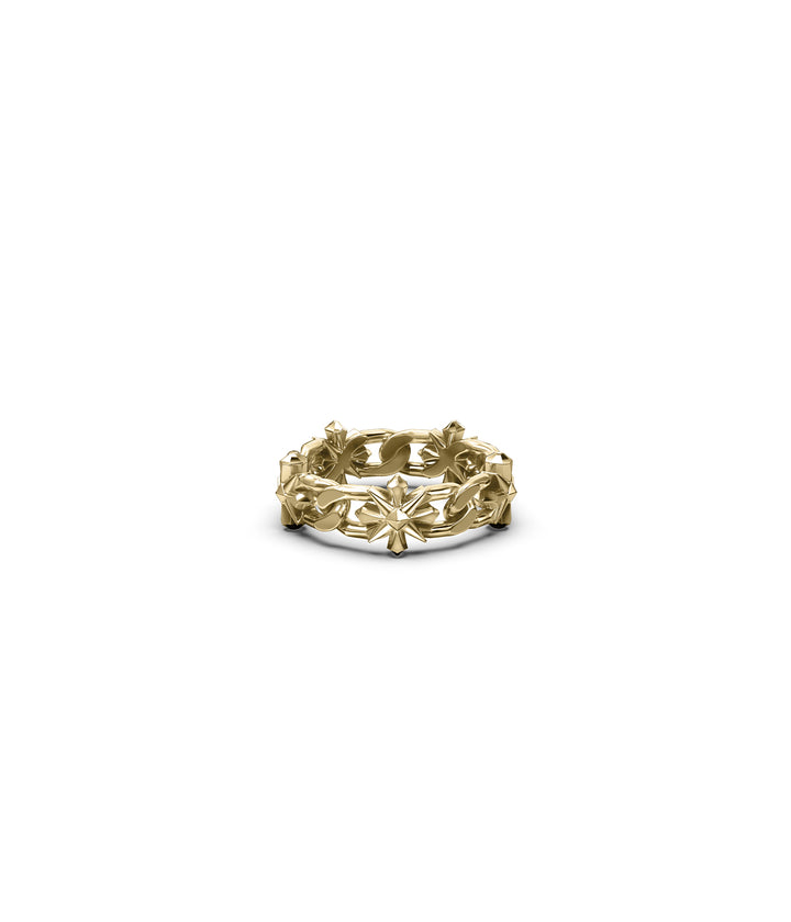 MIDNIGHT CROSS CURB RING - GOLD VERMEIL