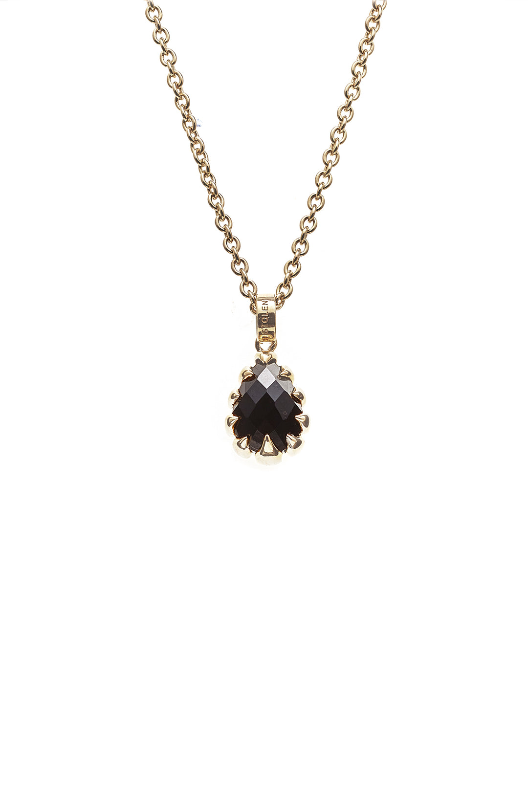 LOVE CLAW TEARDROP NECKLACE ONYX GOLD PLATED