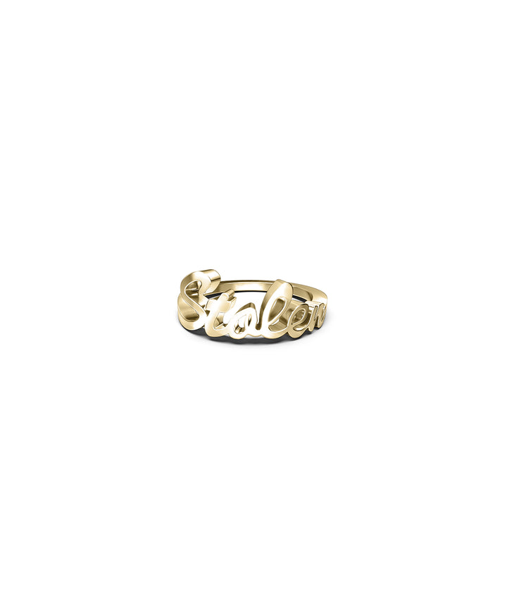 STOLEN SCRIPT RING - GOLD PLATED