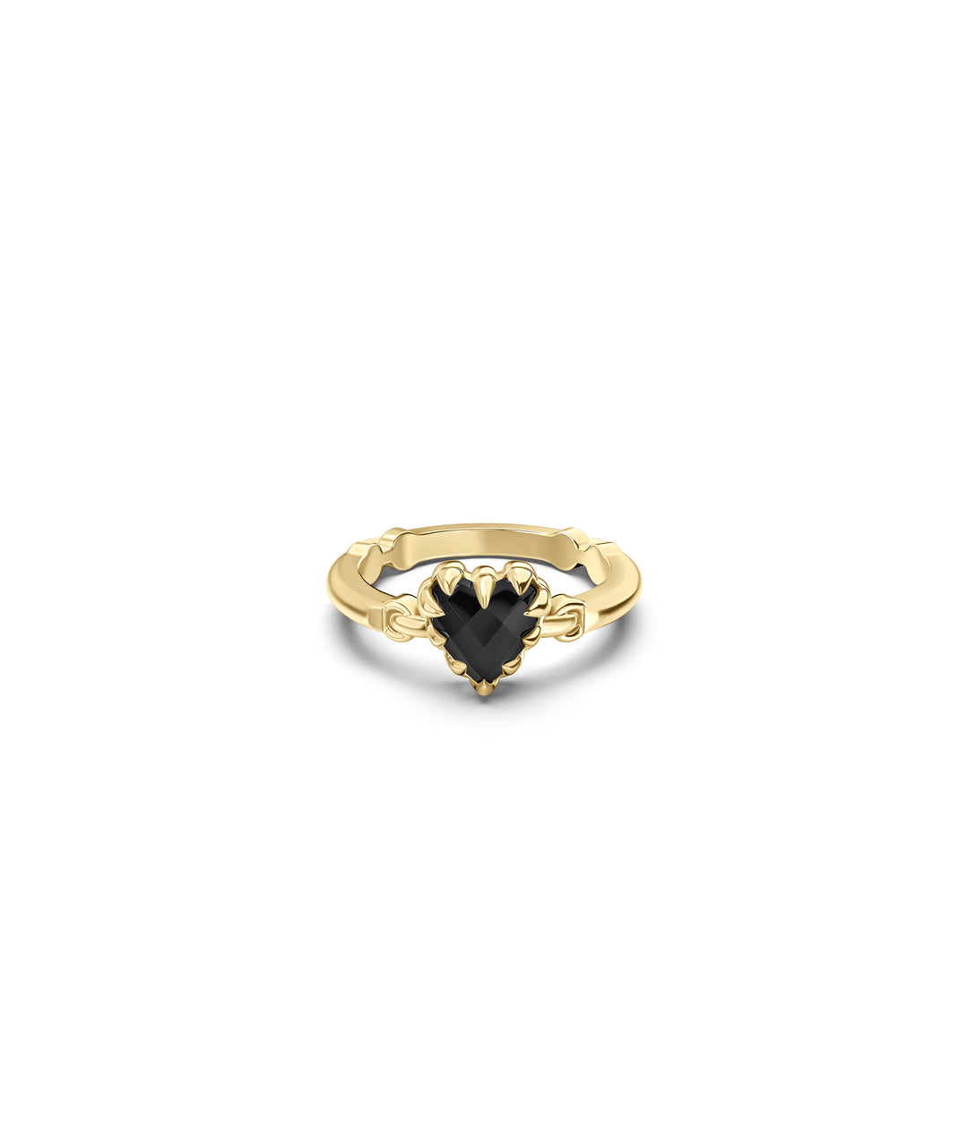 LOVE CLAW BAR RING - ONYX - 18K GOLD VERMEIL