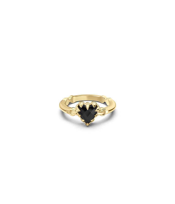 LOVE CLAW BAR RING - ONYX - 18K GOLD VERMEIL