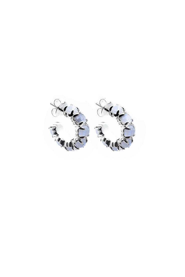 HALO CLUSTER EARRING BLUE LACE AGATE