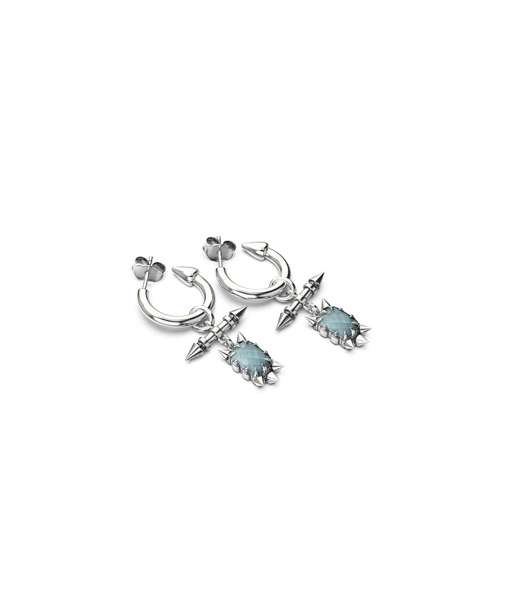 PRECIOUS PUNK FOB EARRINGS - SKY  BLUE TOPAZ